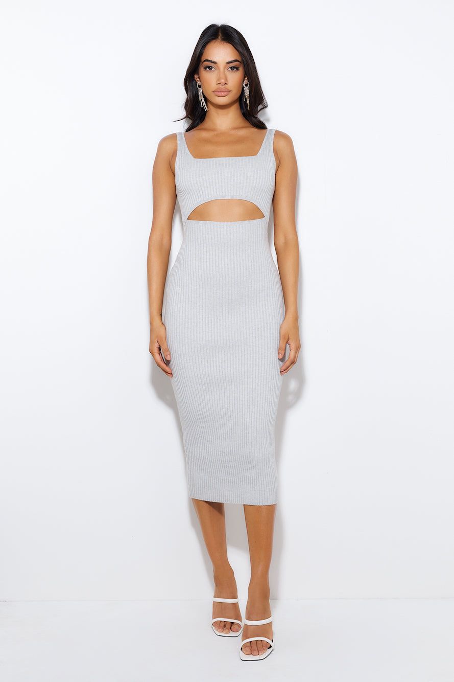 Simple Love Ribbed Midi Dress Grey sold by Hello Molly product image thumbnail 2
