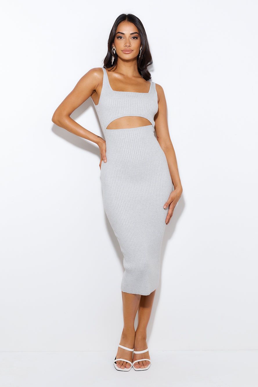 Simple Love Ribbed Midi Dress Grey sold by Hello Molly product image thumbnail 3
