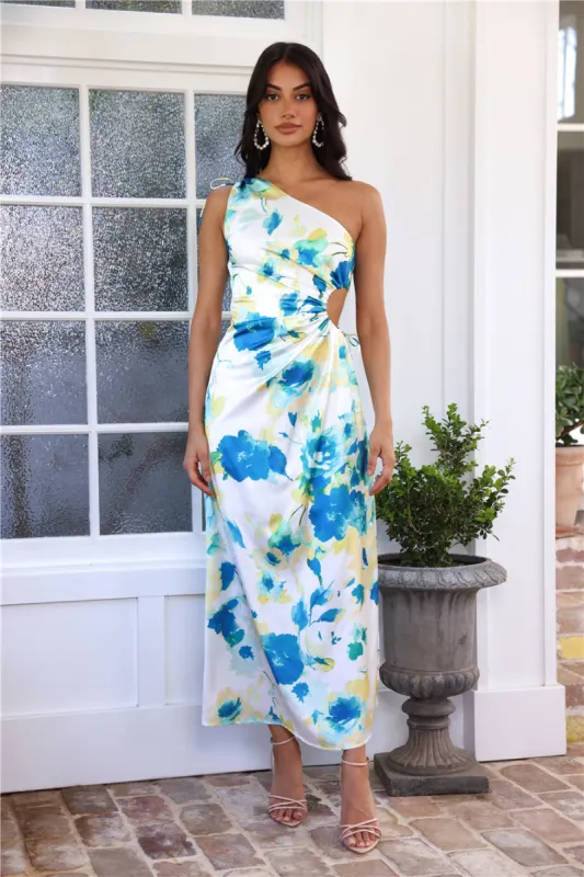 Ticket To Style One Shoulder Satin Maxi Dress White sold by Hello Molly