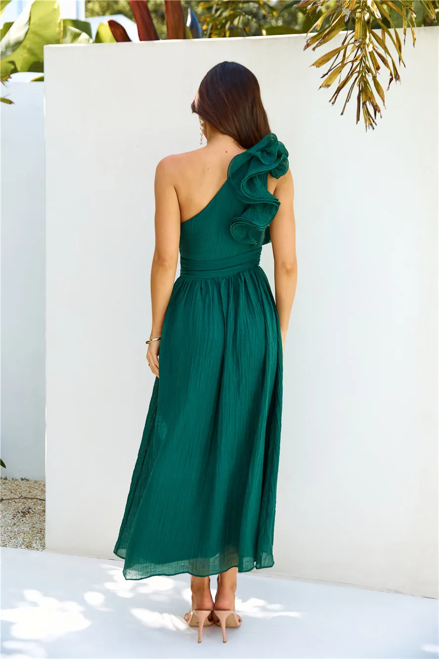 Find Out One Shoulder Midi Dress Emerald sold by Hello Molly product image thumbnail 4