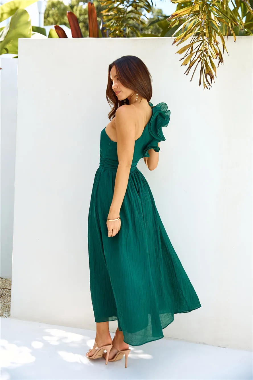 Find Out One Shoulder Midi Dress Emerald sold by Hello Molly product image thumbnail 5