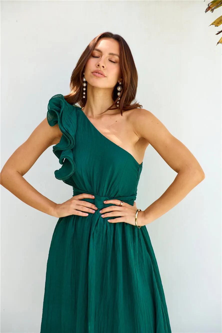 Find Out One Shoulder Midi Dress Emerald sold by Hello Molly product image thumbnail 3