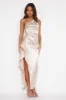 She Is Golden Satin Maxi Dress Champagne sold by Hello Molly