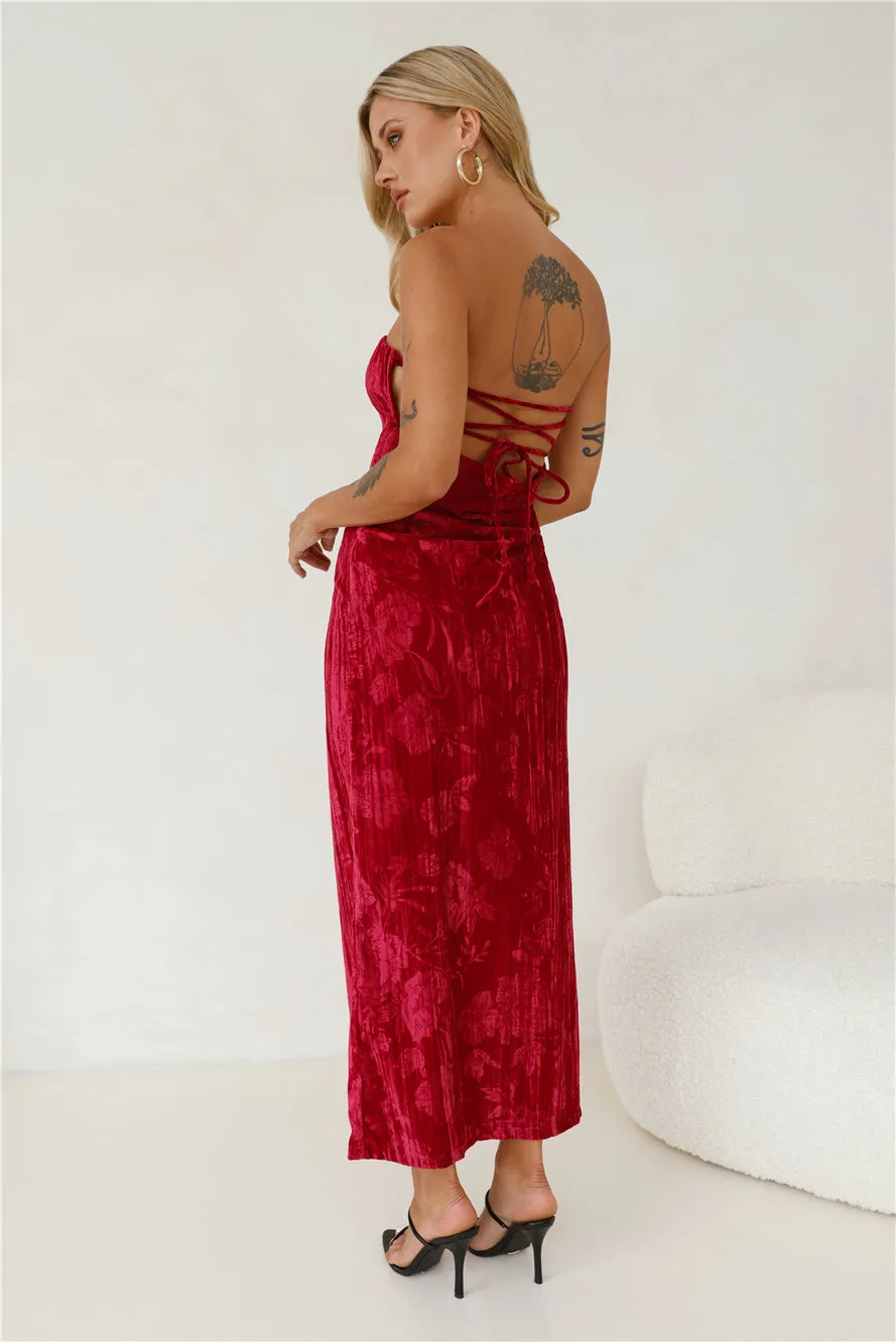 Commotion Strapless Velvet Maxi Dress Red sold by Hello Molly product image thumbnail 3