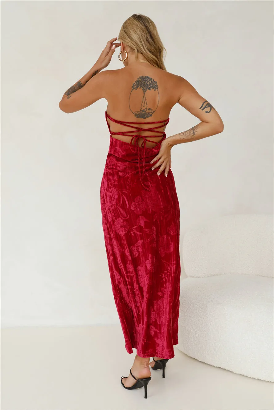 Commotion Strapless Velvet Maxi Dress Red sold by Hello Molly product image thumbnail 4