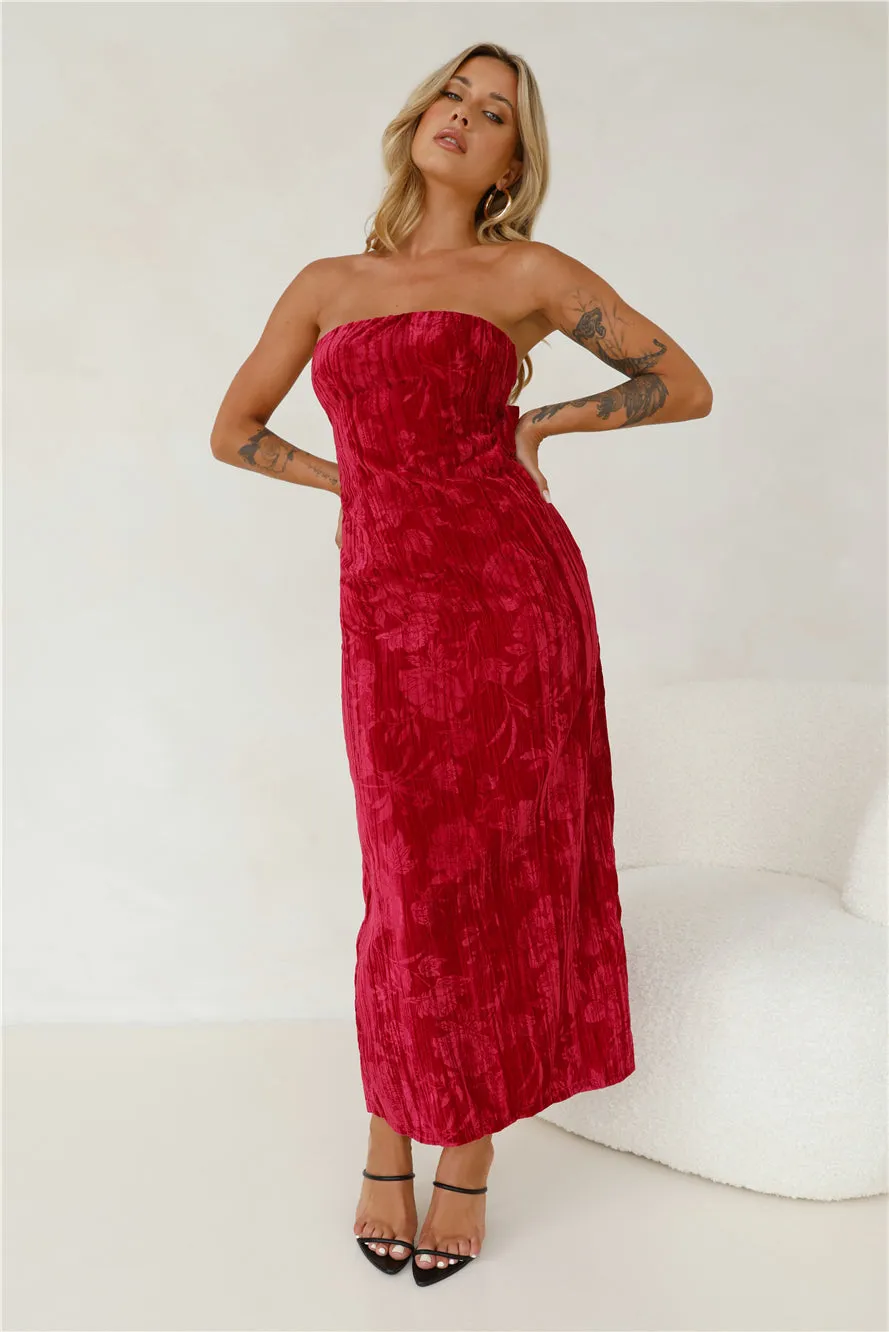 Commotion Strapless Velvet Maxi Dress Red sold by Hello Molly product image thumbnail 2