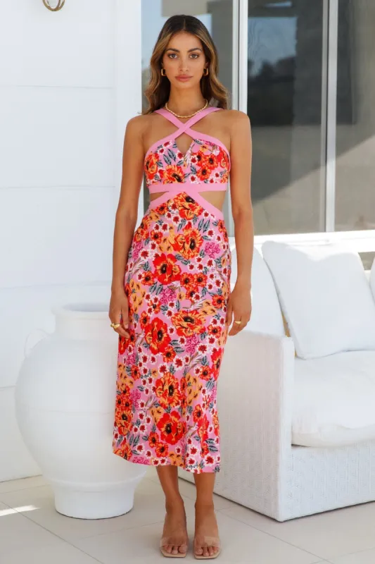 Cutely Preppy Midi Dress Pink sold by Hello Molly