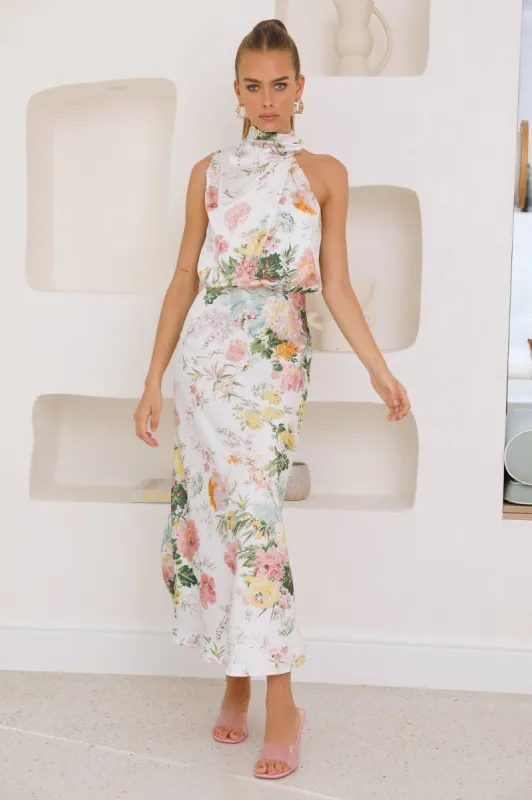Switch Me Satin Maxi Dress Sage Floral sold by Hello Molly