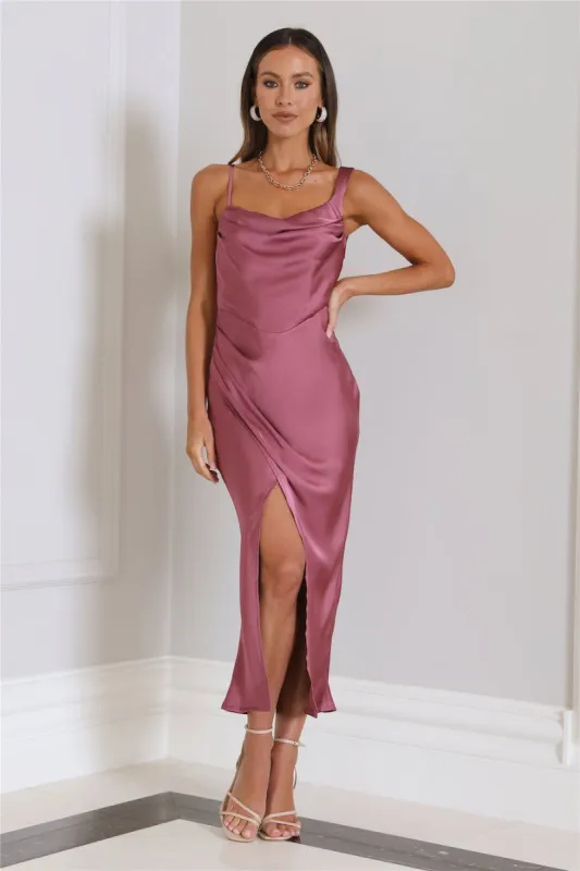 Gorg Approved Satin Midi Dress Dusty Pink sold by Hello Molly