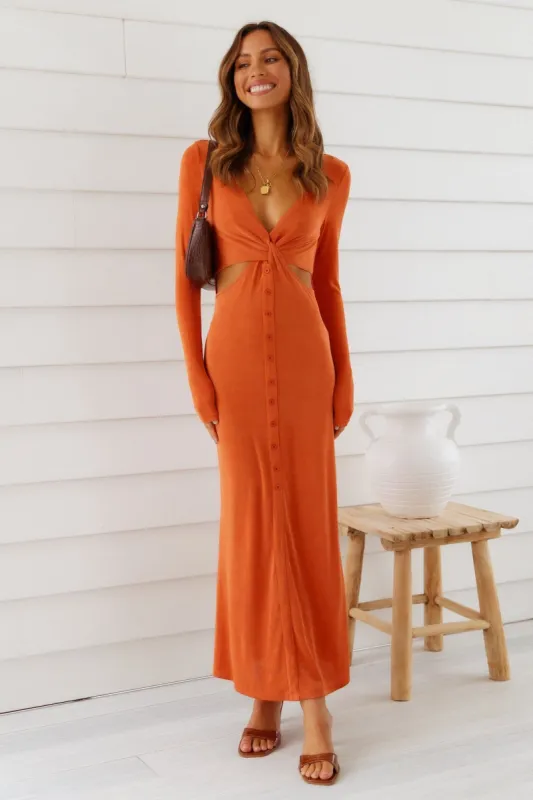 Criss Cross Maxi Dress Orange sold by Hello Molly