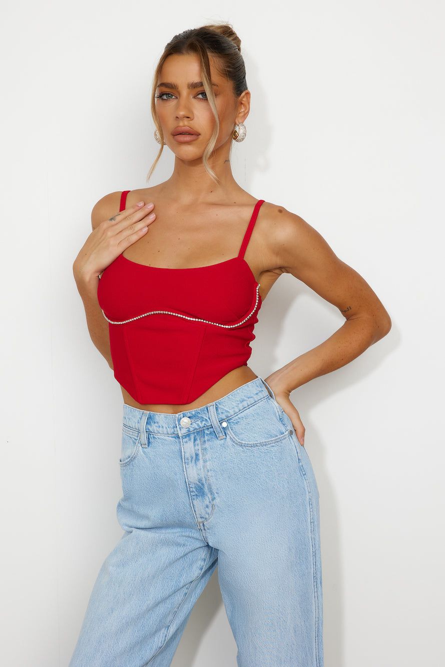 Glam Look Crop Top Red sold by Hello Molly