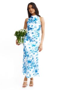 Beauty Of Fiji Satin Maxi Dress Blue sold by Hello Molly