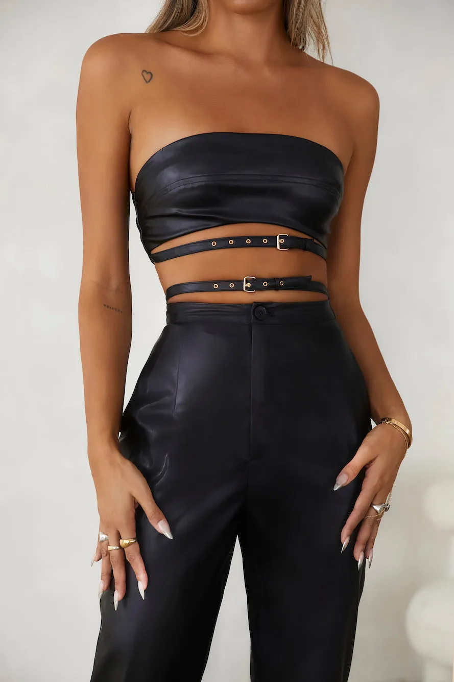 HELLO MOLLY Hot As Hell Faux Leather Crop Top Black sold by Hello Molly product image thumbnail 3
