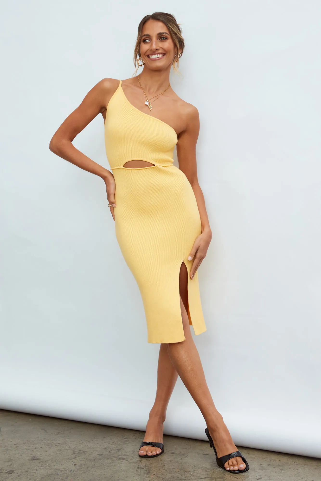 Jade Midi Dress Yellow sold by Hello Molly
