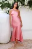 Romantic Affair Satin One Shoulder Maxi Dress Pink sold by Hello Molly