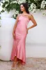 Romantic Affair Satin One Shoulder Maxi Dress Pink sold by Hello Molly