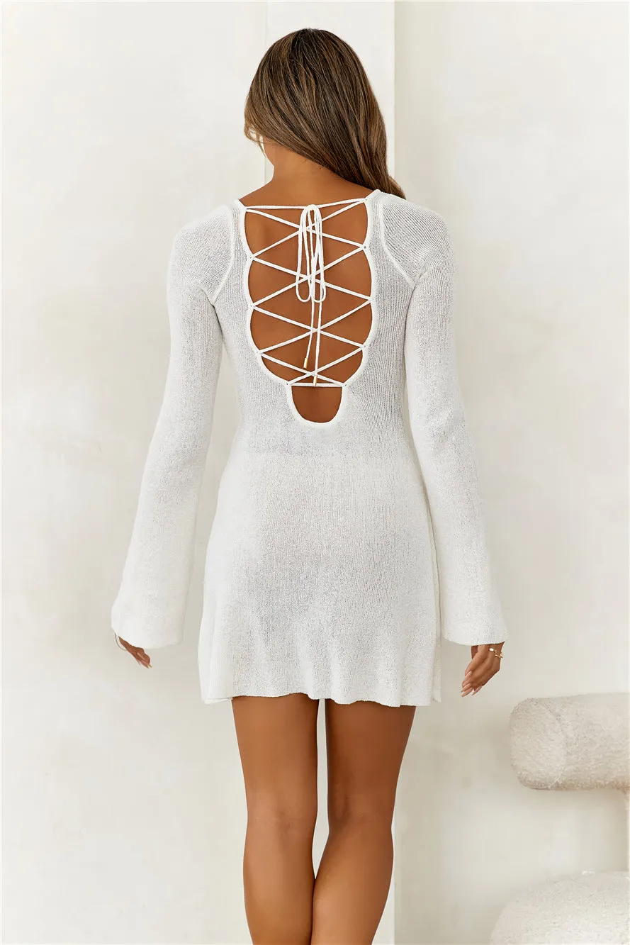 HELLO MOLLY Chicest Vibe Knitted Long Sleeve Mini Dress Cream sold by Hello Molly product image thumbnail 5