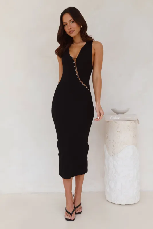Everyday Wear Ribbed Midi Dress Black sold by Hello Molly