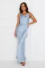 Soft Beauty Satin Maxi Dress Blue sold by Hello Molly