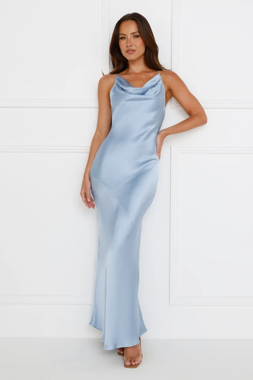 Soft Beauty Satin Maxi Dress Blue sold by Hello Molly product image thumbnail 3