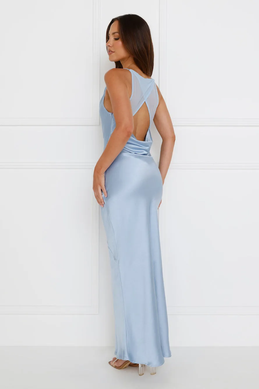Soft Beauty Satin Maxi Dress Blue sold by Hello Molly product image thumbnail 4