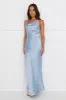 Soft Beauty Satin Maxi Dress Blue sold by Hello Molly