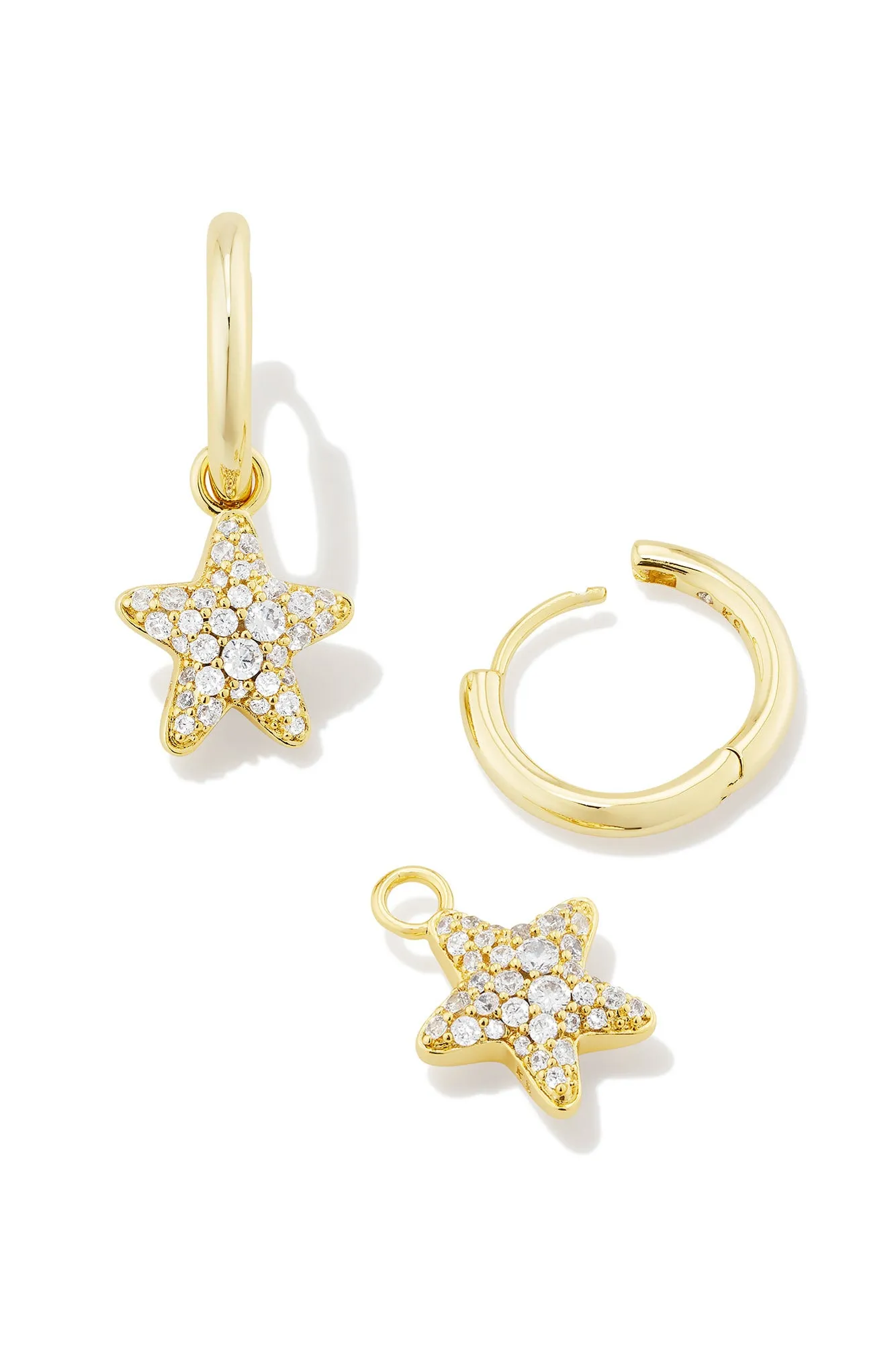 Jae Convertible Star Pave Huggie Earrings Gold White Crystal sold by Hello Molly