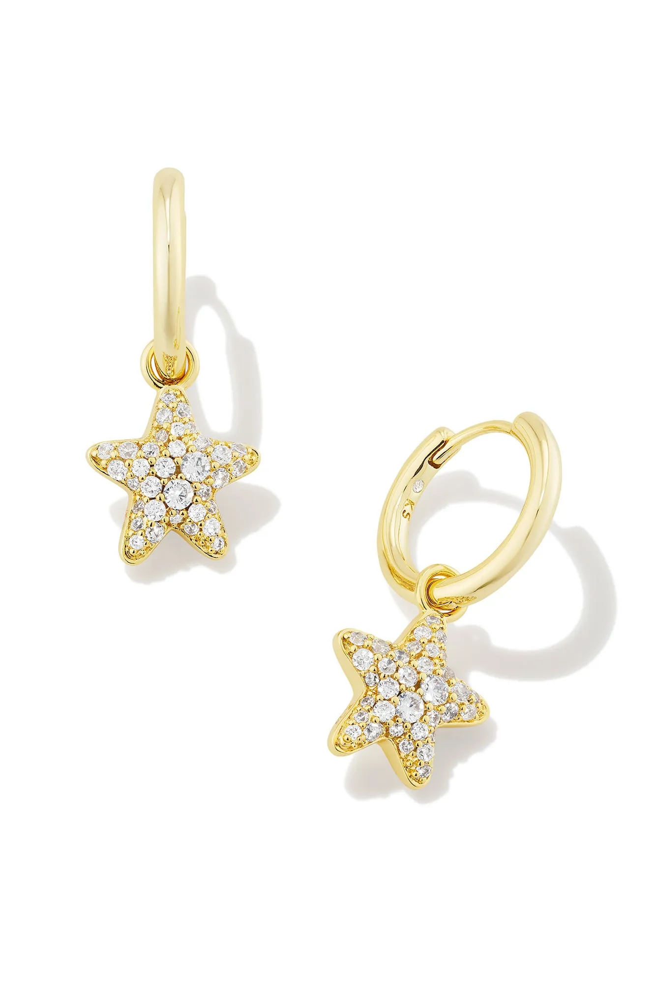 Jae Convertible Star Pave Huggie Earrings Gold White Crystal sold by Hello Molly product image thumbnail 2