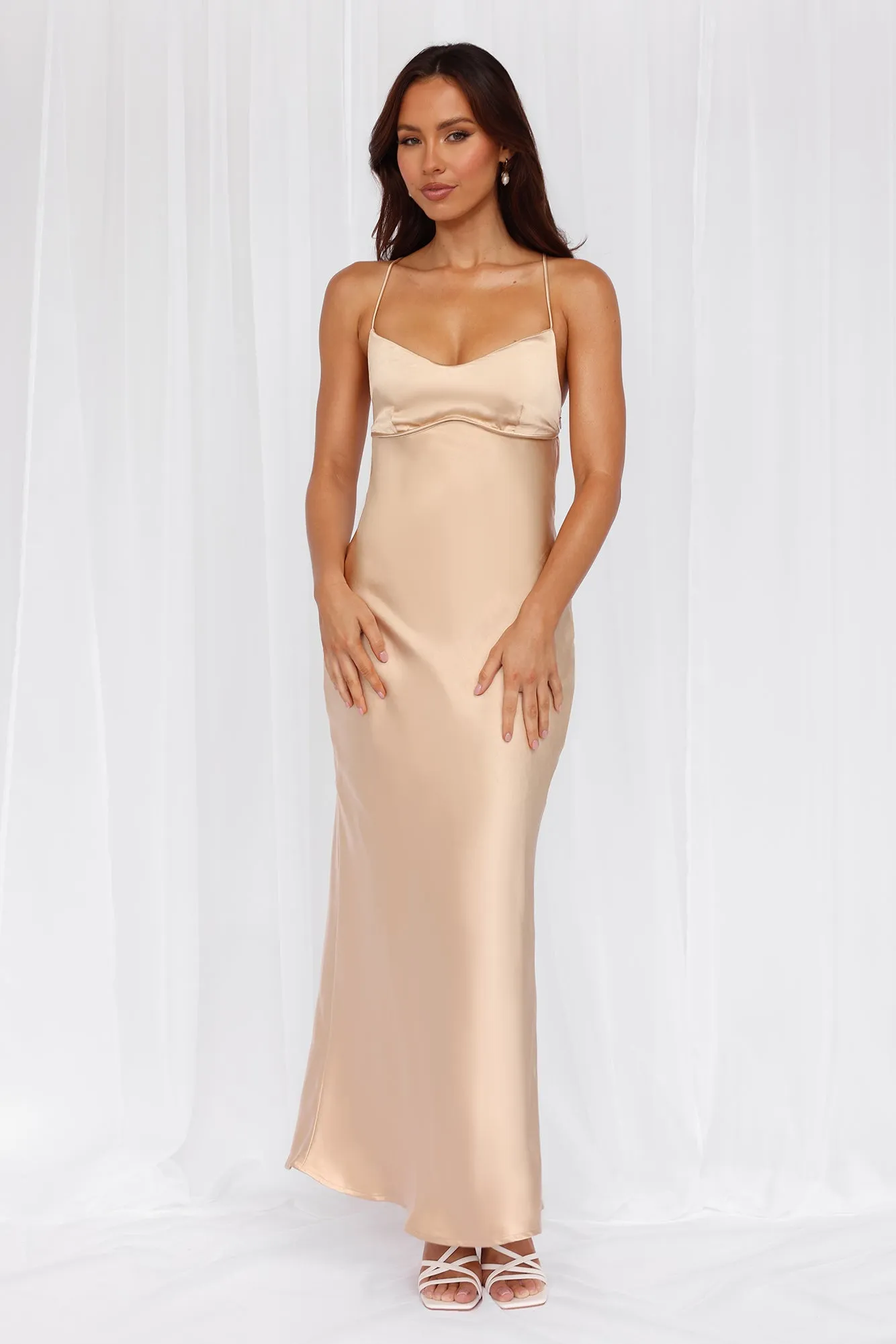 HELLO MOLLY The Samara Satin Maxi Dress Champagne sold by Hello Molly product image thumbnail 2