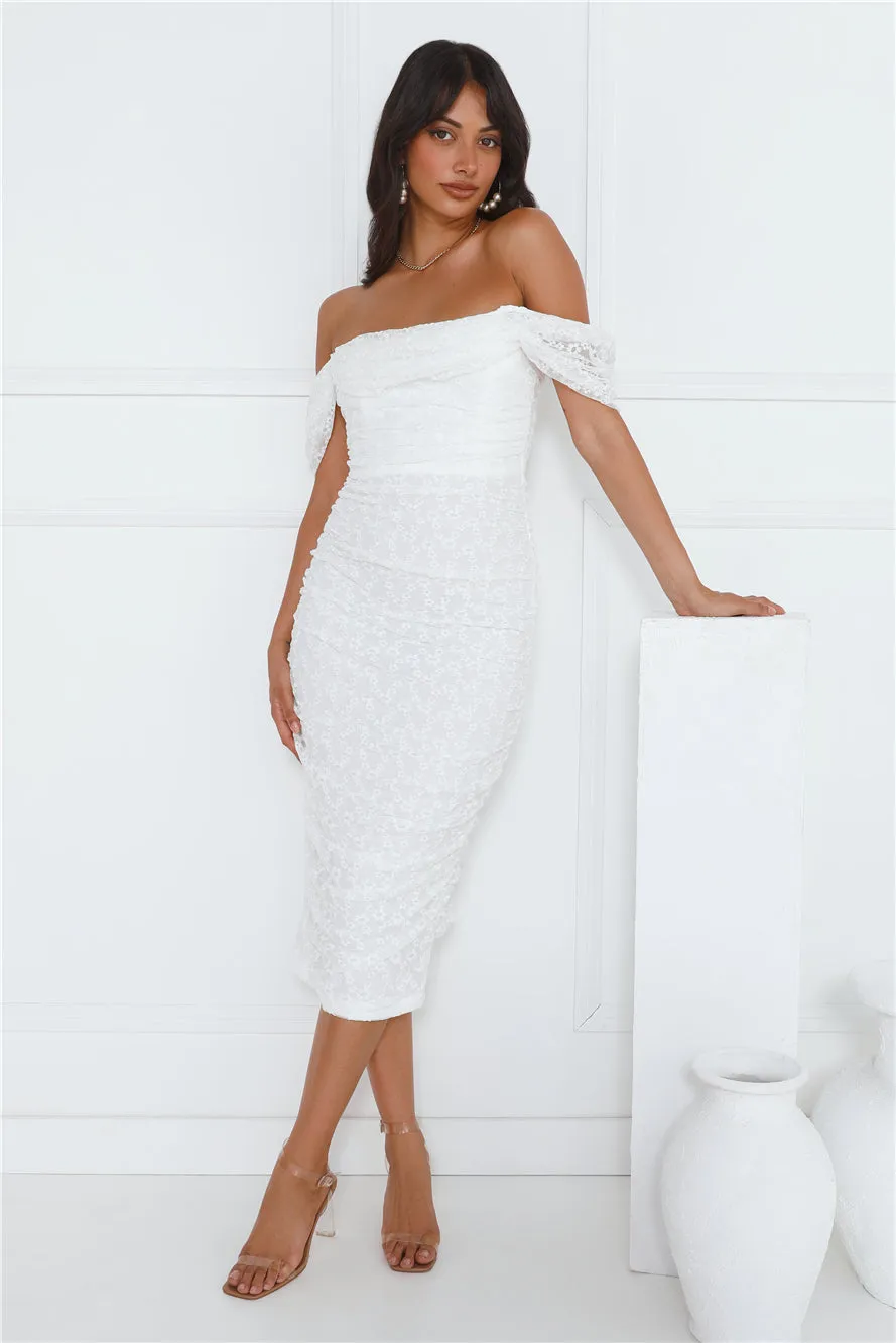 Perfect Girl Off Shoulder Mesh Midi Dress White sold by Hello Molly product image thumbnail 5