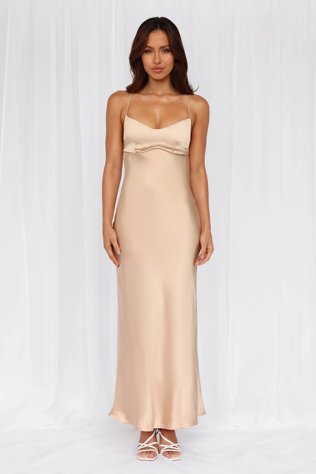 HELLO MOLLY The Samara Satin Maxi Dress Champagne sold by Hello Molly product image thumbnail 3