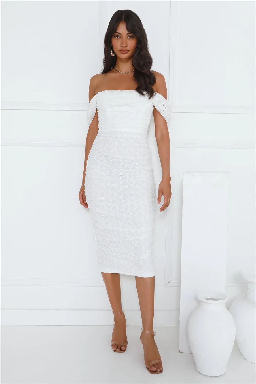 Perfect Girl Off Shoulder Mesh Midi Dress White sold by Hello Molly product image thumbnail 3