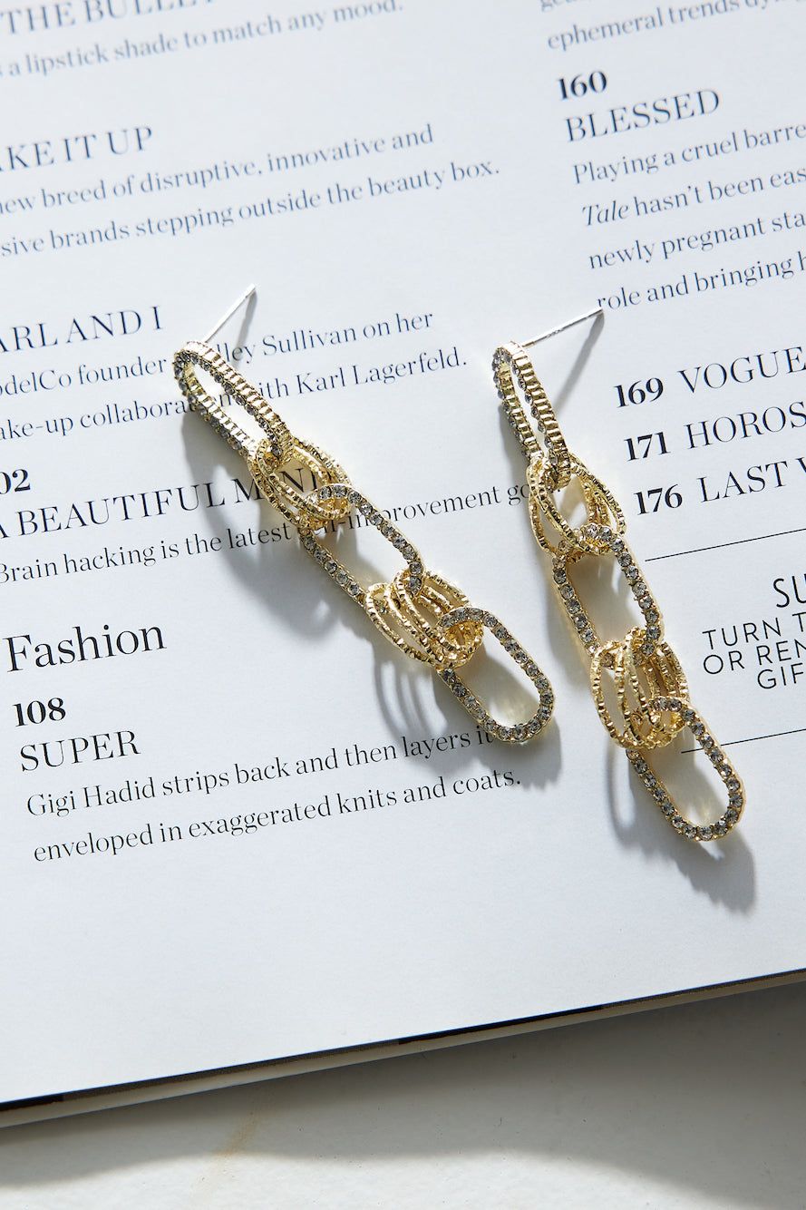 Gold Link Chain Earrings Gold sold by Hello Molly product image thumbnail 5