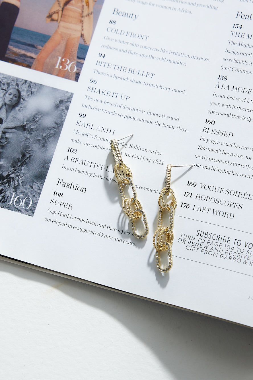 Gold Link Chain Earrings Gold sold by Hello Molly product image thumbnail 3