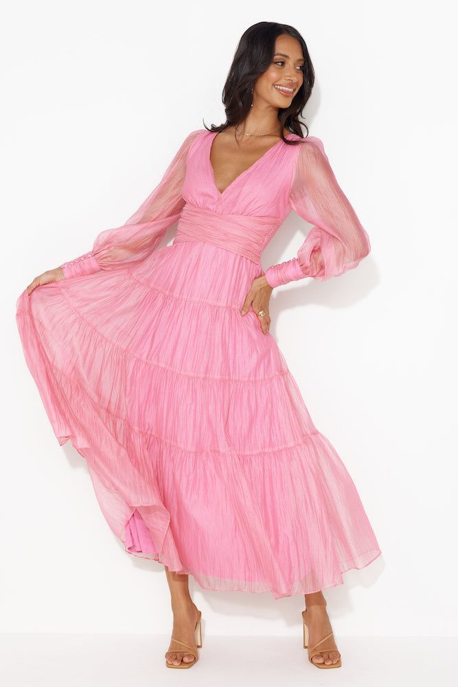 Girls Thriving Long Sleeve Maxi Dress Pink sold by Hello Molly