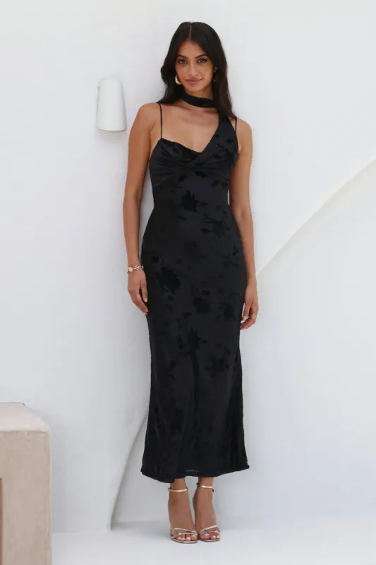 Mysterious Lover Maxi Dress Black sold by Hello Molly