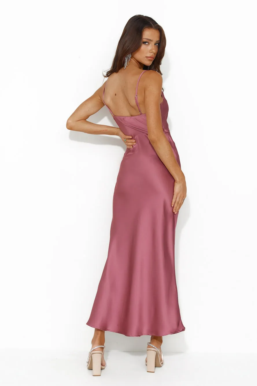 Gleaming Silk Satin Midi Dress Plum sold by Hello Molly product image thumbnail 4