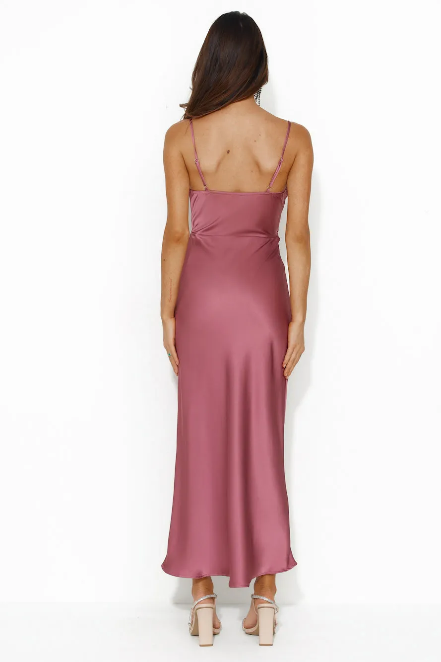 Gleaming Silk Satin Midi Dress Plum sold by Hello Molly product image thumbnail 5