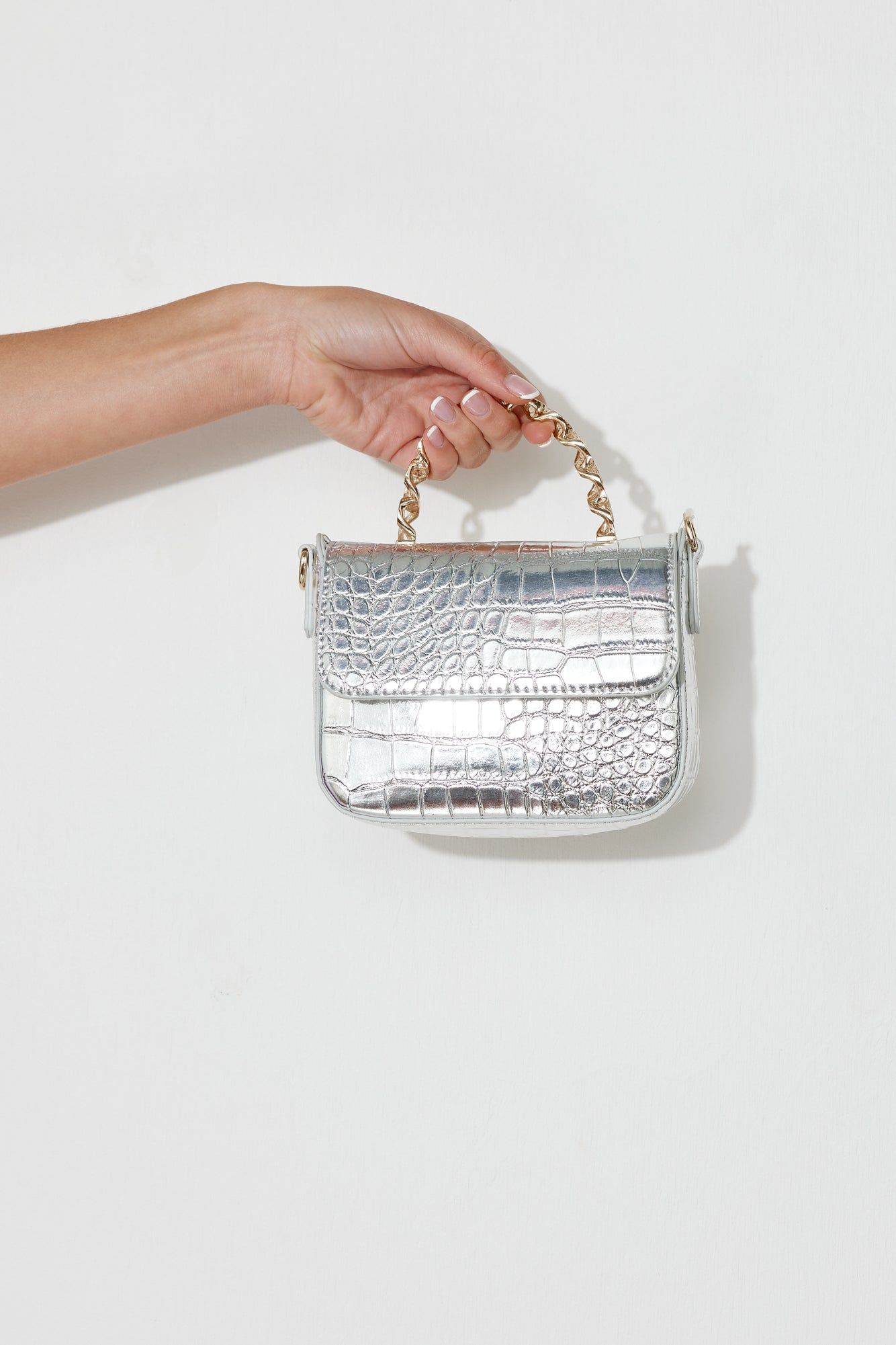 BILLINI Allaiah Handle Bag Silver Croc sold by Hello Molly