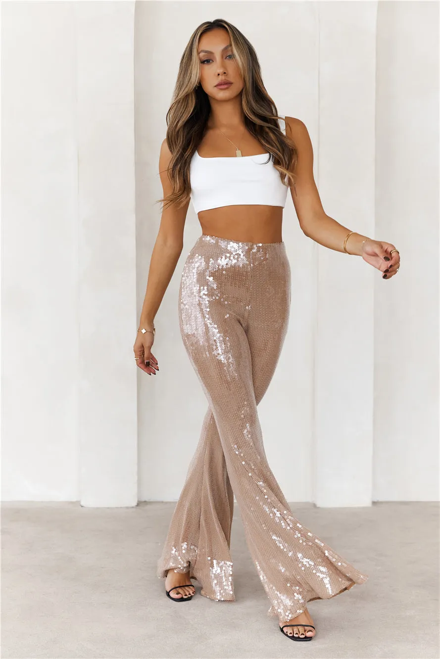 Grooving Sequin Wide Leg Pants Beige sold by Hello Molly product image thumbnail 4