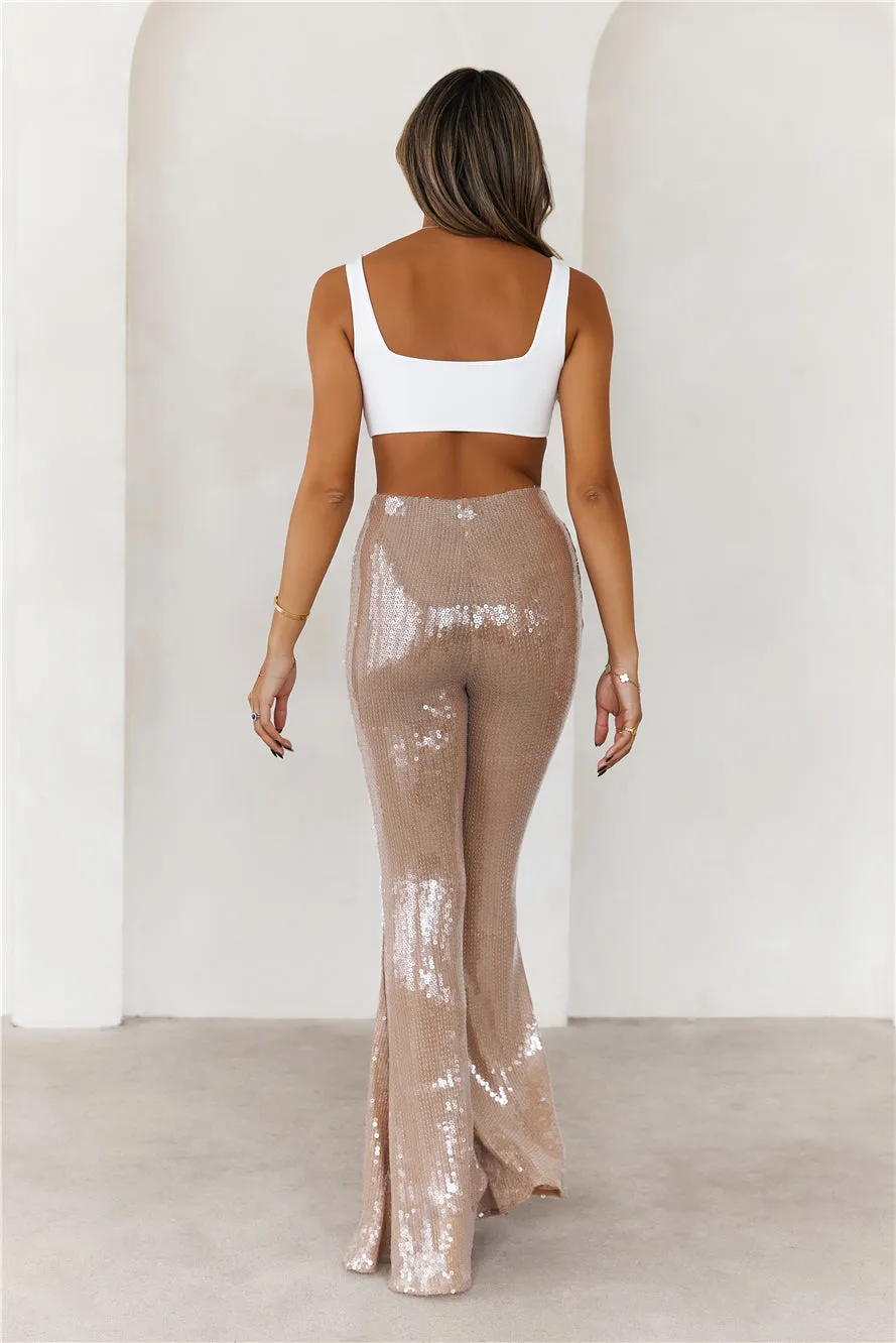 Grooving Sequin Wide Leg Pants Beige sold by Hello Molly product image thumbnail 5