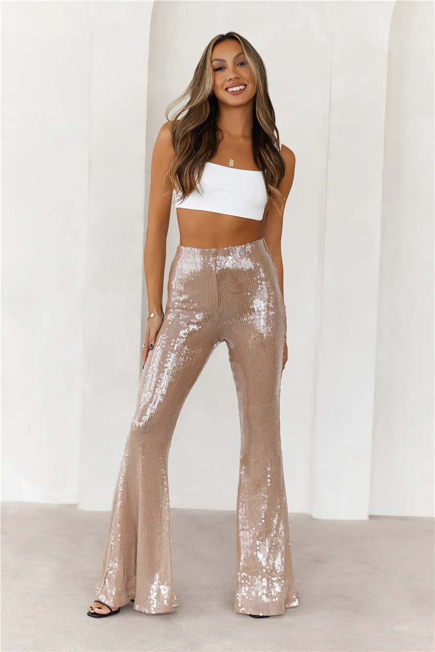 Grooving Sequin Wide Leg Pants Beige sold by Hello Molly product image thumbnail 2