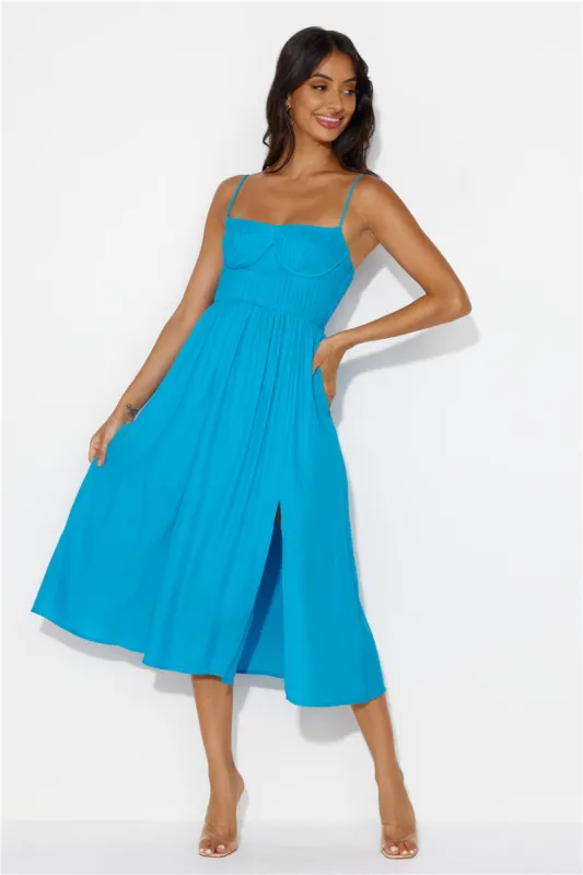Channeling Moods Midi Dress Blue sold by Hello Molly