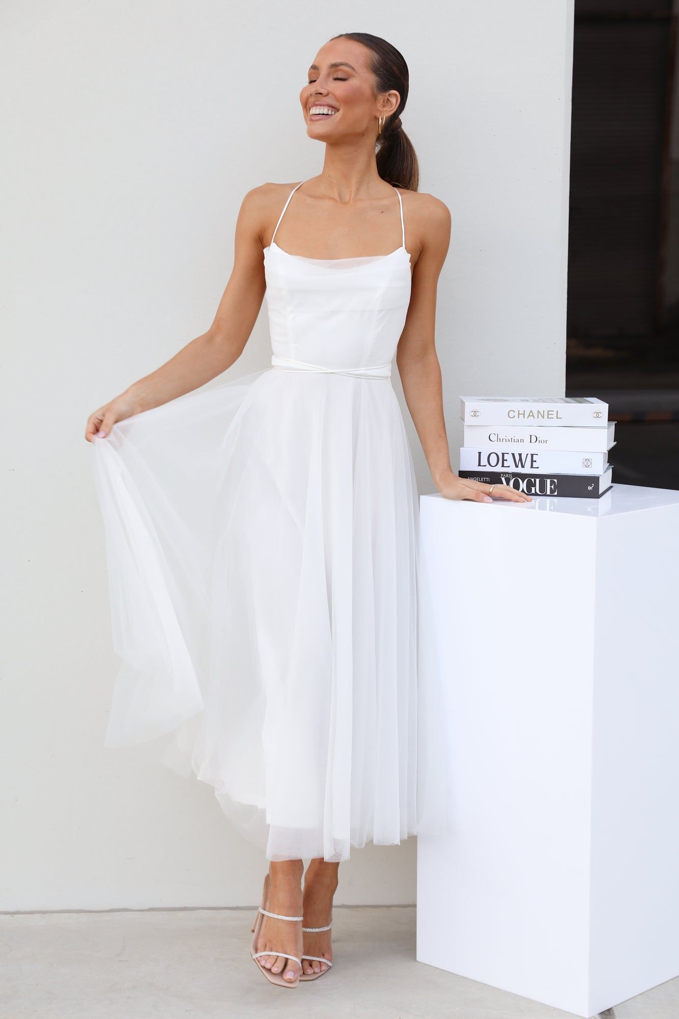 Signal My Way Tulle Midi Dress White sold by Hello Molly product image thumbnail 4