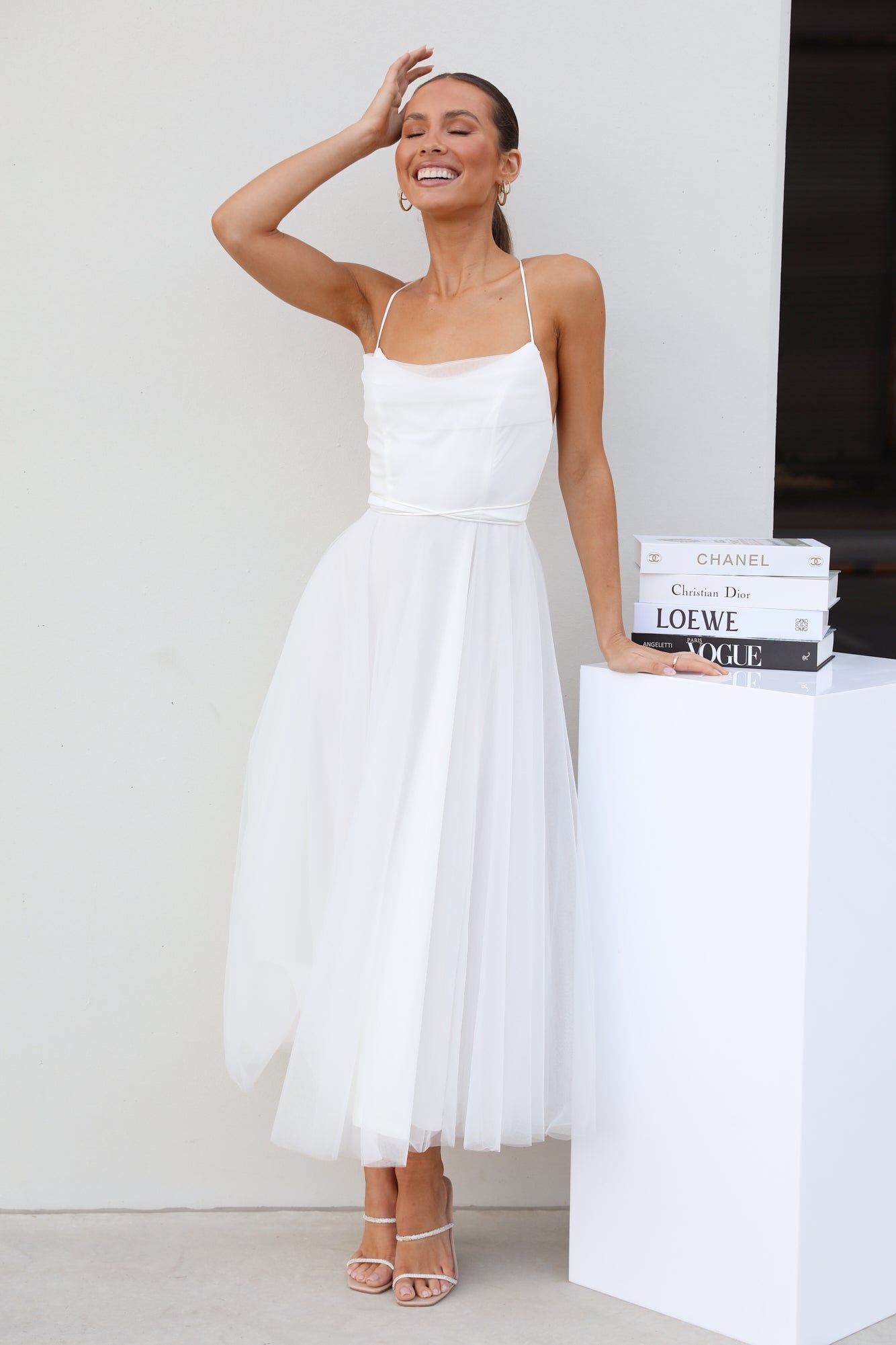 Signal My Way Tulle Midi Dress White sold by Hello Molly product image thumbnail 5