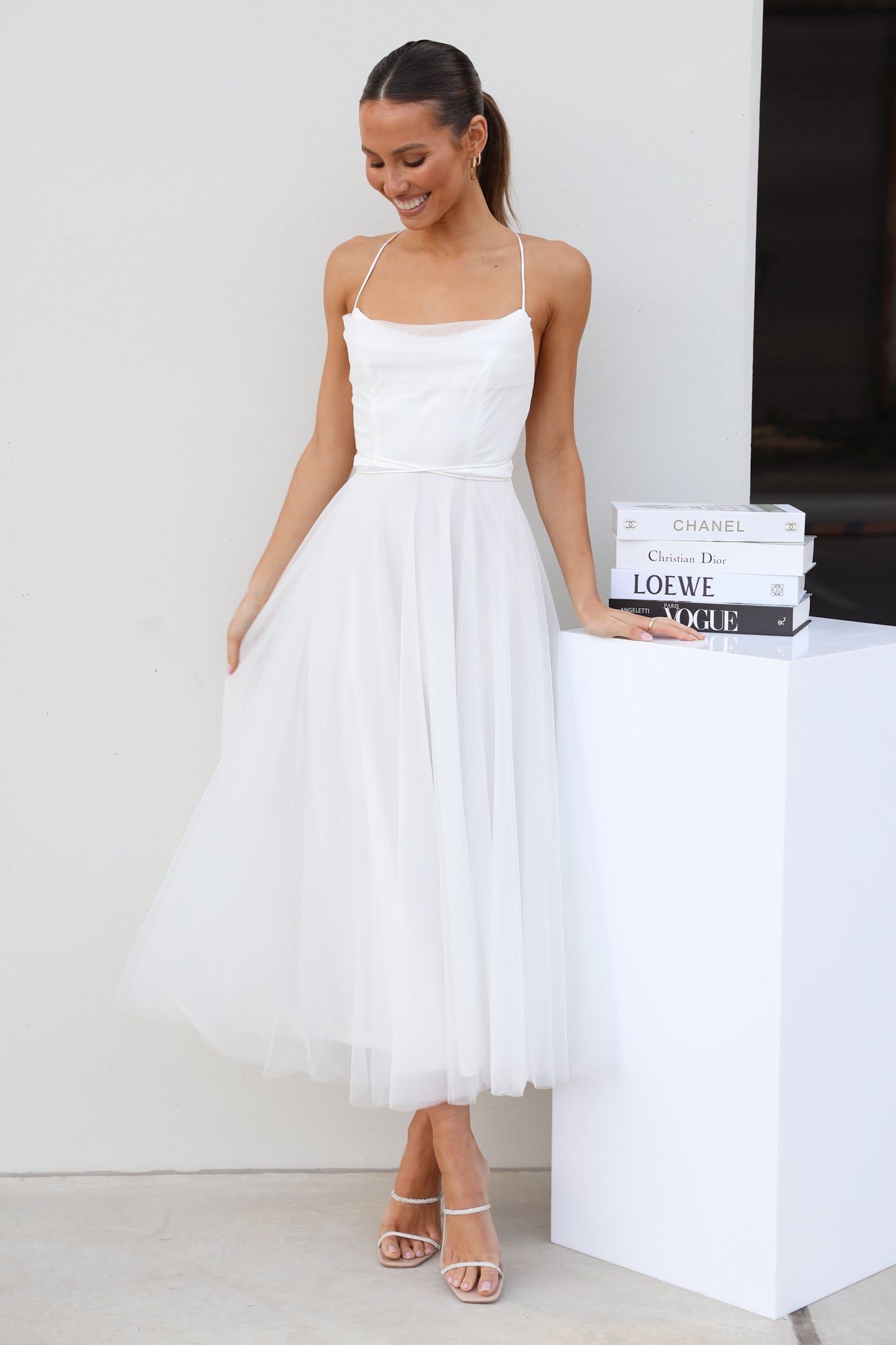 Signal My Way Tulle Midi Dress White sold by Hello Molly product image thumbnail 2