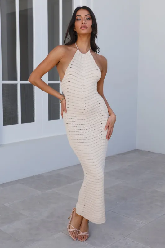 Remarkable Achievements Midi Dress Beige sold by Hello Molly