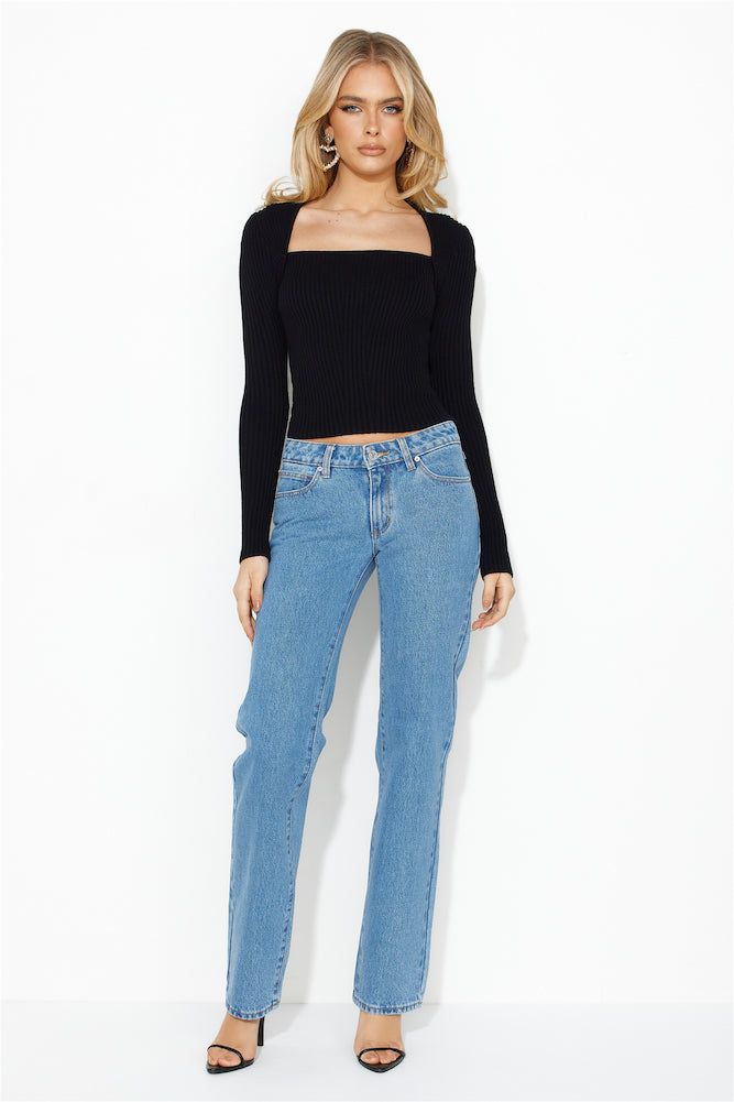 Simply Elevate Ribbed Long Sleeve Top Black sold by Hello Molly product image thumbnail 4