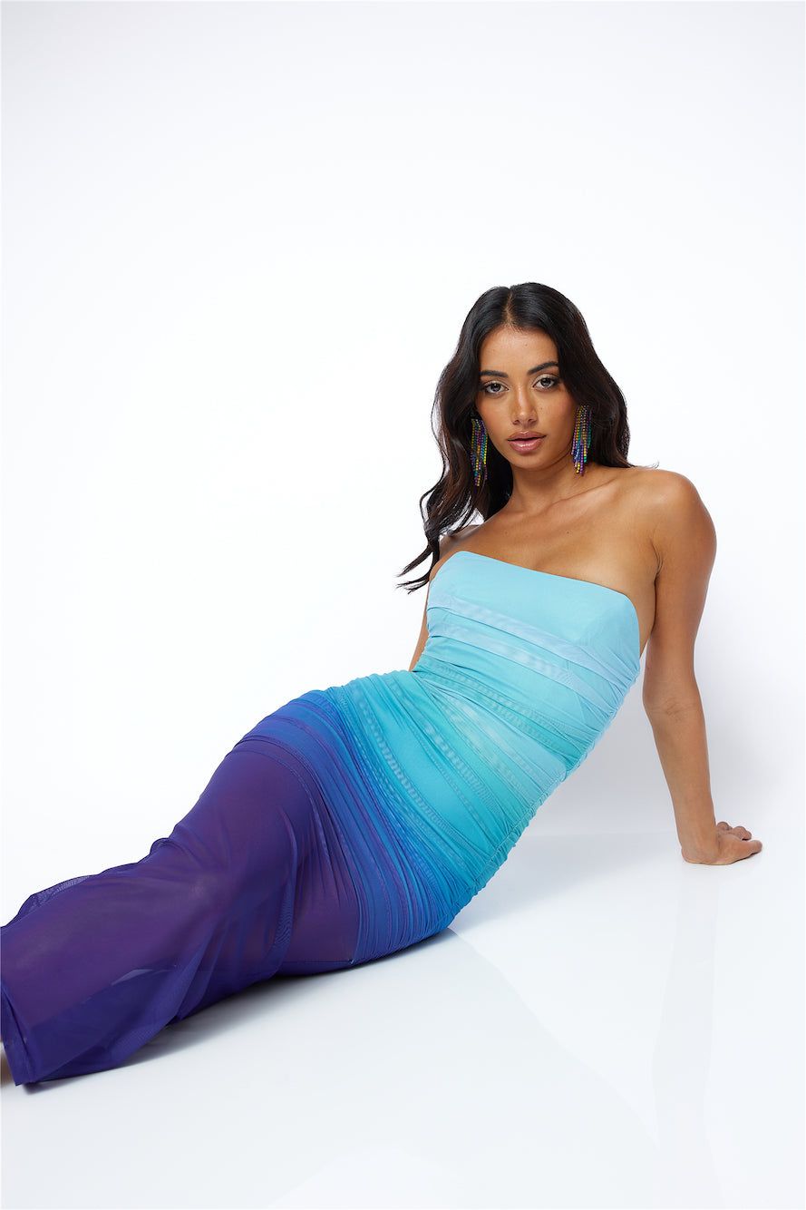 Splashing Out Mesh Maxi Dress Blue sold by Hello Molly product image thumbnail 3