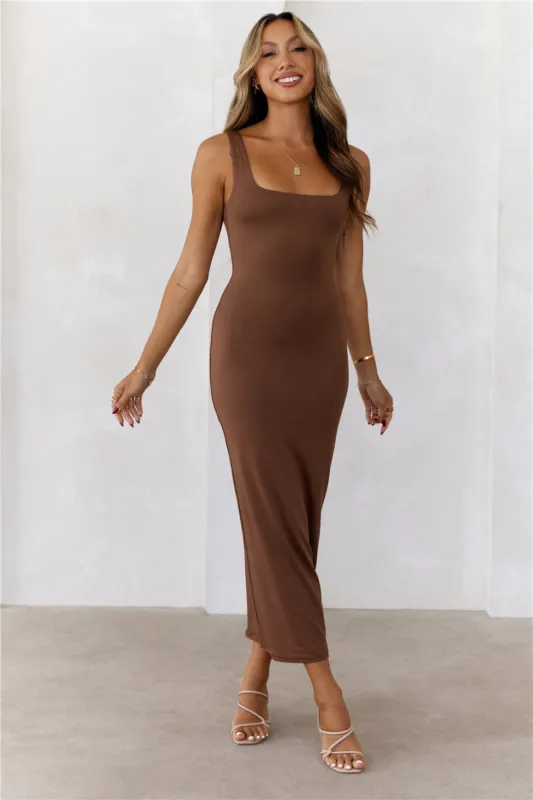 HELLO MOLLY BASE Premium Bodycon Maxi Dress Chocolate sold by Hello Molly